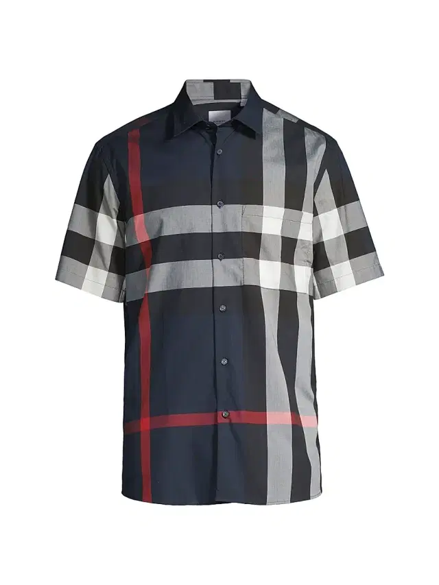 Burberry Men's Summerton Check Button-Front Shirt - Navy Check