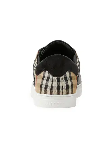Burberry Men's Stevie Check Leather & Canvas Sneakers - Black Check - Size 13 | Thumbnail 3