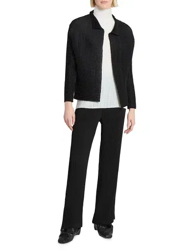 Issey Miyake Women's Wooly Pleats Long-Sleeve Shirt Jacket - Black - Size XS | Thumbnail 2 Issey Miyake Women's Wooly Pleats Long-Sleeve Shirt Jacket - Black - Size XS | Thumbnail 2
