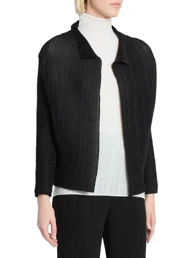 Issey Miyake Women's Wooly Pleats Long-Sleeve Shirt Jacket - Black - Size XS | Thumbnail 4 Issey Miyake Women's Wooly Pleats Long-Sleeve Shirt Jacket - Black - Size XS | Thumbnail 4
