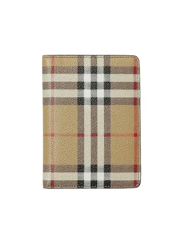 Women's Check Bifold Passport Holder - Archive Beige