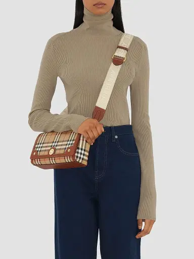 Burberry Women's Note Check Crossbody Bag - Vintage Check Briar Brown | Thumbnail 2 Burberry Women's Note Check Crossbody Bag - Vintage Check Briar Brown | Thumbnail 2