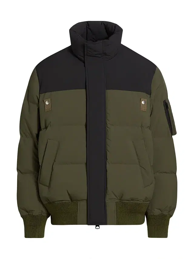 Men's Two-Tone Puffer Jacket - Khaki