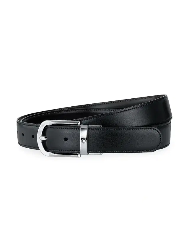 Montblanc Men's Cut-to-Size Leather Belt - Black
