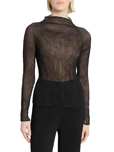 Issey Miyake Women's Chiffon Twist Plissé Shirt - Black - Size XS | Thumbnail 3