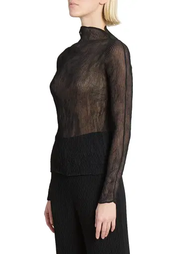 Issey Miyake Women's Chiffon Twist Plissé Shirt - Black - Size XS | Thumbnail 4
