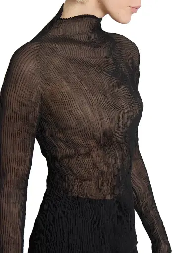 Issey Miyake Women's Chiffon Twist Plissé Shirt - Black - Size XS | Thumbnail 6