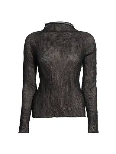 Issey Miyake Women's Chiffon Twist Plissé Shirt - Black - Size XS | Thumbnail 1