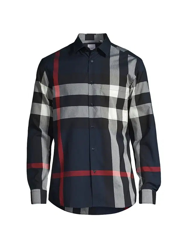 Burberry Men's Summerton Check Button-Front Shirt - Navy Check