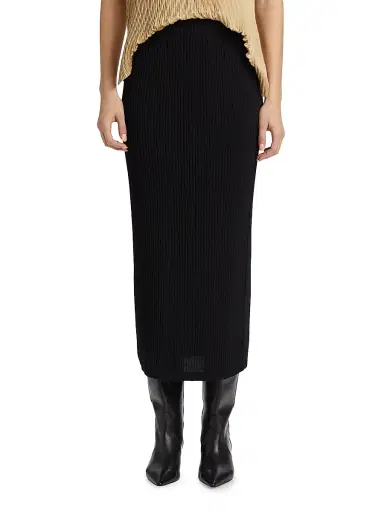 Issey Miyake Women's Hatching Pleats Midi-Skirt - Black - Size Small | Thumbnail 3
