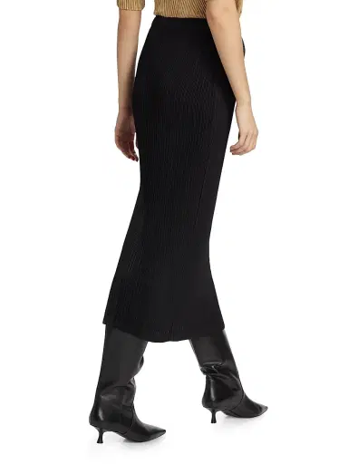 Issey Miyake Women's Hatching Pleats Midi-Skirt - Black - Size Small | Thumbnail 5