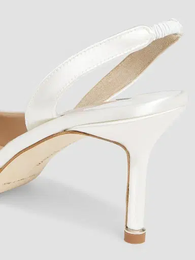 Manolo Blahnik Women's Hangisli 70MM Satin Slingback Pumps - White - Size 10.5 | Thumbnail 3