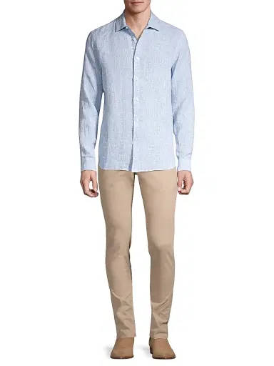 Orlebar Brown Men's Giles Linen Shirt - Navy White - Size XXL | Thumbnail 2