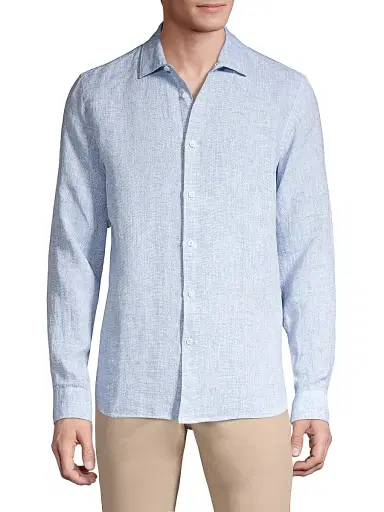 Orlebar Brown Men's Giles Linen Shirt - Navy White - Size XXL | Thumbnail 3