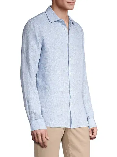 Orlebar Brown Men's Giles Linen Shirt - Navy White - Size XXL | Thumbnail 4