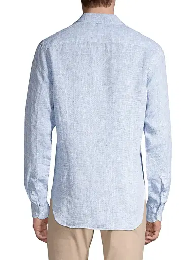 Orlebar Brown Men's Giles Linen Shirt - Navy White - Size XXL | Thumbnail 5