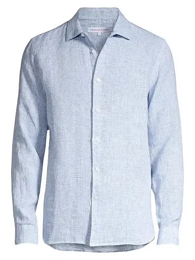 Orlebar Brown Men's Giles Linen Shirt - Navy White - Size XXL | Thumbnail 1