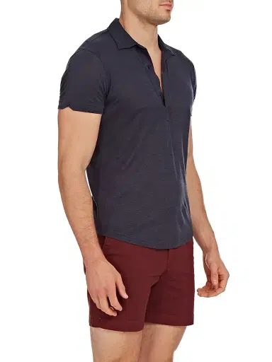Orlebar Brown Men's Sebastian Linen Polo Shirt - Navy - Size XXL | Thumbnail 3