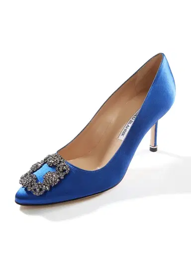 Manolo Blahnik Women's Hangisi 70MM Crystal-Embellished Satin Pumps - Beige - Size 6 | Thumbnail 7