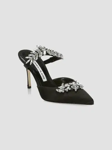Manolo Blahnik Women's Lurum 90MM Embellished Satin Mules | Thumbnail 2 Manolo Blahnik Women's Lurum 90MM Embellished Satin Mules | Thumbnail 2