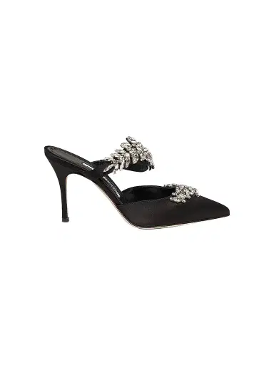 Manolo Blahnik Women's Lurum 90MM Embellished Satin Mules | Thumbnail 1 Manolo Blahnik Women's Lurum 90MM Embellished Satin Mules | Thumbnail 1