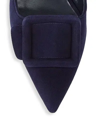 Manolo Blahnik Women's Maysale Suede Flats - Navy - Size 8 | Thumbnail 4