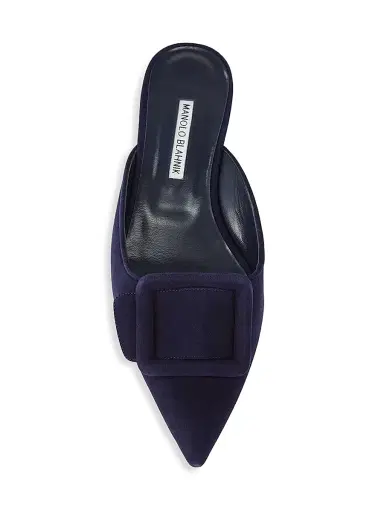 Manolo Blahnik Women's Maysale Suede Flats - Navy - Size 8 | Thumbnail 5