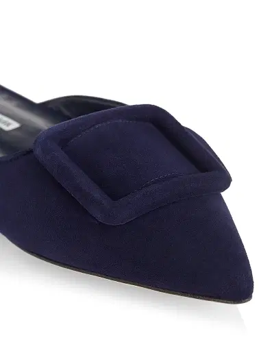 Manolo Blahnik Women's Maysale Suede Flats - Navy - Size 8 | Thumbnail 6