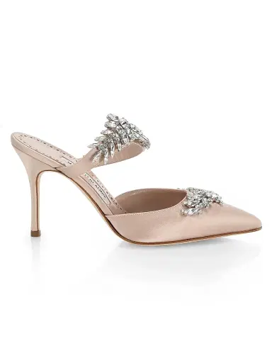 Manolo Blahnik Women's Lurum 90MM Embellished Satin Mules | Thumbnail 1 Manolo Blahnik Women's Lurum 90MM Embellished Satin Mules | Thumbnail 1