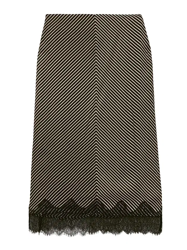 Women's Ivy Striped Midi-Skirt - Black