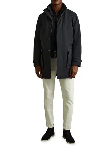 Reiss Men's Player Woven Jacket - Navy | Thumbnail 2