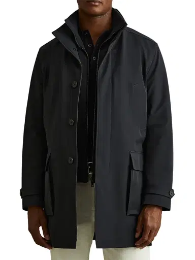 Reiss Men's Player Woven Jacket - Navy | Thumbnail 3