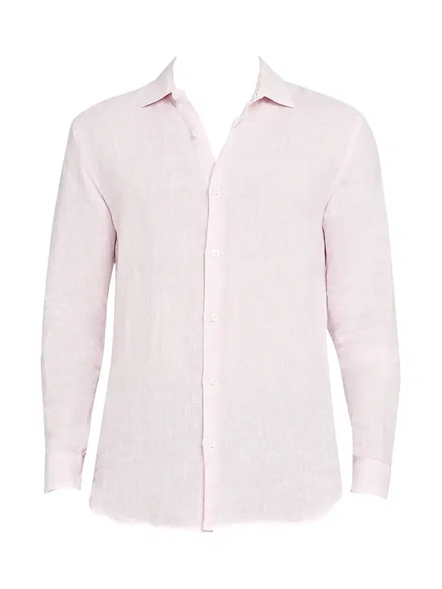 Men's Giles Linen Shirt - Pale Pink White