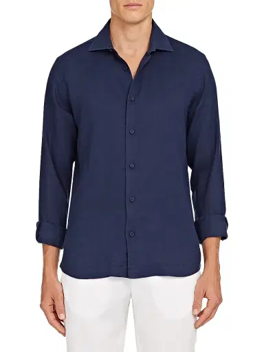Orlebar Brown Men's Giles Smart Linen Shirt - Navy - Size XXL | Thumbnail 3 Orlebar Brown Men's Giles Smart Linen Shirt - Navy - Size XXL | Thumbnail 3