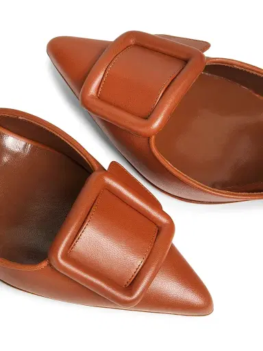 Manolo Blahnik Women's Maysli 70MM Leather Slingback Pumps - Brown - Size 11.5 | Thumbnail 4