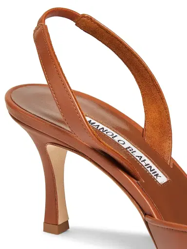 Manolo Blahnik Women's Maysli 70MM Leather Slingback Pumps - Brown - Size 11.5 | Thumbnail 5