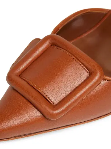 Manolo Blahnik Women's Maysli 70MM Leather Slingback Pumps - Brown - Size 11.5 | Thumbnail 6