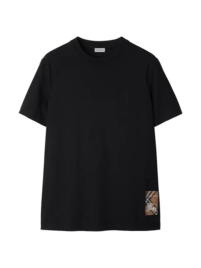 Men's Check Label Cotton Crewneck T-Shirt - Black