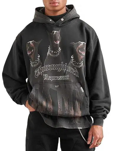 Represent Men's Thoroughbred Logo Cotton Hoodie | Thumbnail 3 Represent Men's Thoroughbred Logo Cotton Hoodie | Thumbnail 3
