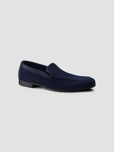 John Lobb Men's Tyne Suede Loafers - Deep Navy - Size 12 | Thumbnail 2