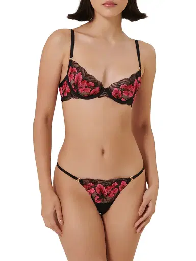 Bluebella Women's Embroidered Floral Underwire Bra - Fuchsia Pink Red Black - Size 38C | Thumbnail 3 Bluebella Women's Embroidered Floral Underwire Bra - Fuchsia Pink Red Black - Size 38C | Thumbnail 3