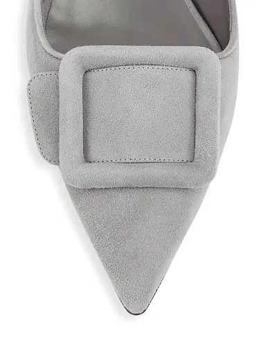 Manolo Blahnik Women's Maysale Suede Flats - Grey - Size 9 | Thumbnail 4