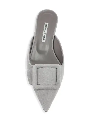 Manolo Blahnik Women's Maysale Suede Flats - Grey - Size 9 | Thumbnail 5