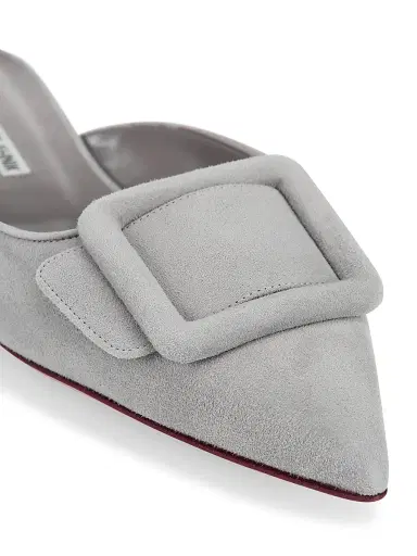 Manolo Blahnik Women's Maysale Suede Flats - Grey - Size 9 | Thumbnail 6