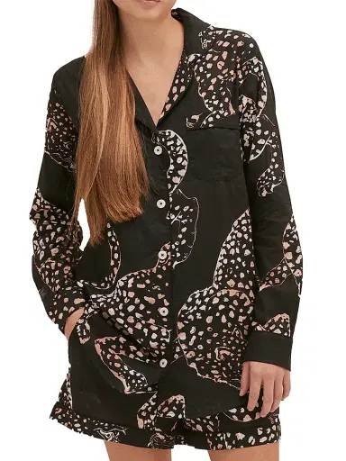 Desmond & Dempsey Women's Jaguar Short 2-Piece Pajama Set - Navy - Size Small | Thumbnail 3 Desmond & Dempsey Women's Jaguar Short 2-Piece Pajama Set - Navy - Size Small | Thumbnail 3