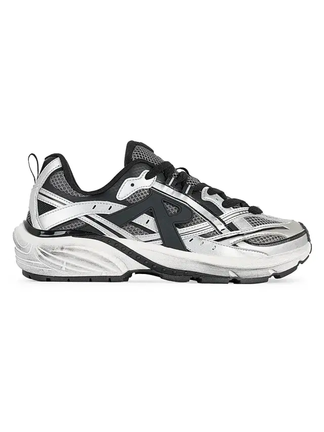 Represent Men's Fashion Runner Lace-Up Sneakers - Silver Black
