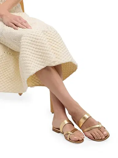 Manolo Blahnik Women's Susa Leather Thong Sandals - Gold - Size 9 | Thumbnail 2 Manolo Blahnik Women's Susa Leather Thong Sandals - Gold - Size 9 | Thumbnail 2