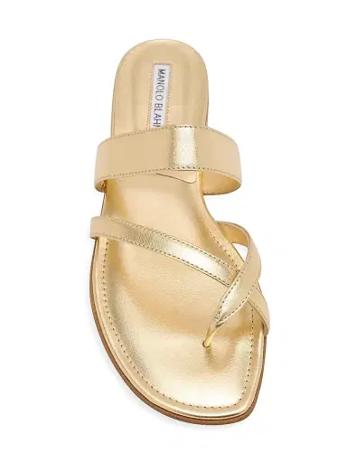 Manolo Blahnik Women's Susa Leather Thong Sandals - Gold - Size 9 | Thumbnail 5 Manolo Blahnik Women's Susa Leather Thong Sandals - Gold - Size 9 | Thumbnail 5