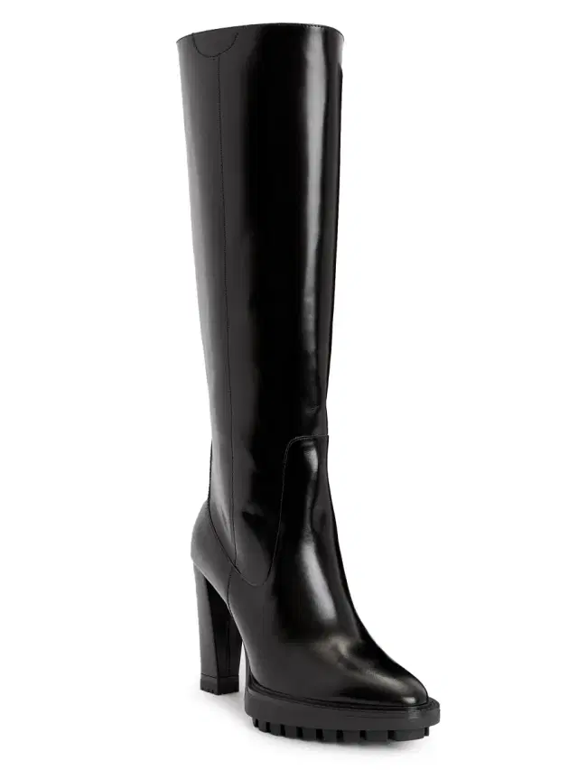 Women's Harlem 109MM Patent Leather Lug-Sole Boots - Black Shine