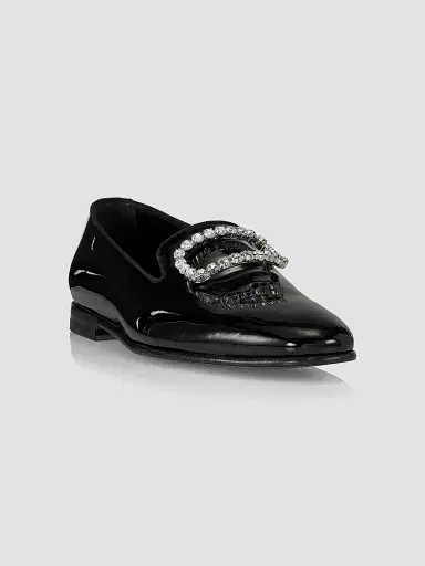 Manolo Blahnik Men's Mariocc Crystal Buckle Patent Leather Loafers - Black - Size 7 | Thumbnail 2